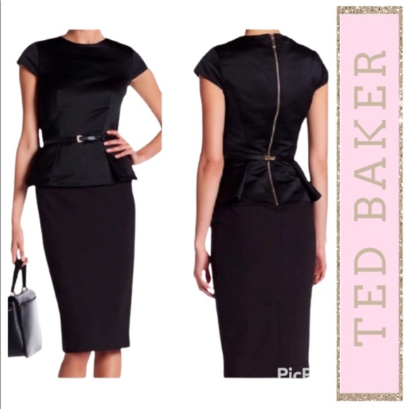 Ted Baker Dresses & Skirts - Ted Baker Black Lenci Midi Peplum Dress - Size 0